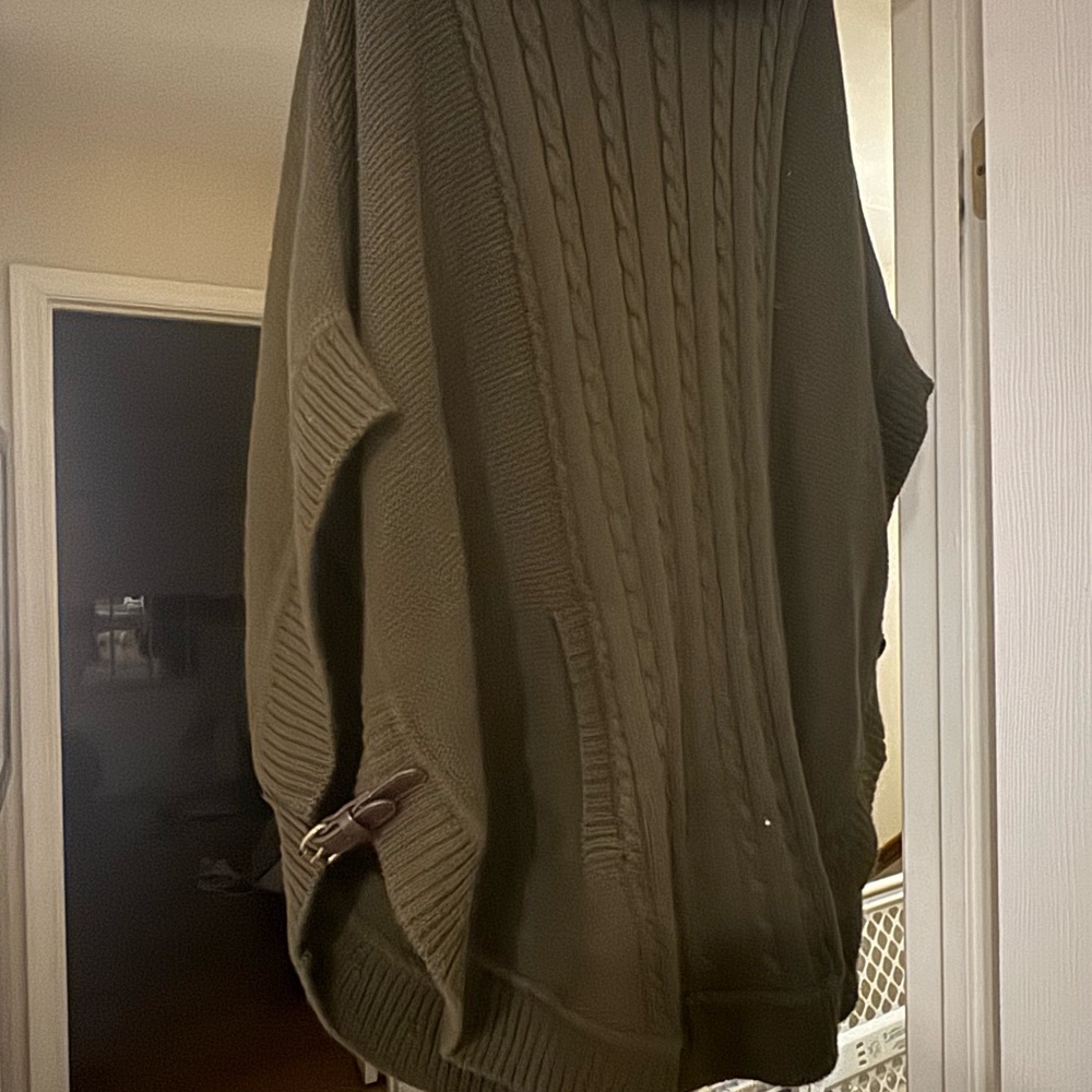 Talbots womens olive Green Turtleneck poncho